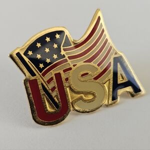 Wavy USA American Flag Patriotic Enamel Pin Pinback U.S.A. Hat Lapel